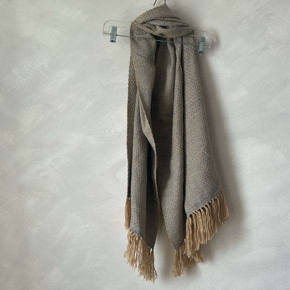 Baby Alpaca scarf shawl made in Peru Pedsa beige blue - Picture 4 of 5